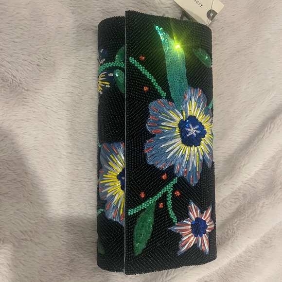 NWT Handmade Multi Beaded Floral Clutch by 
Anthropologie. - Picture 3 of 4